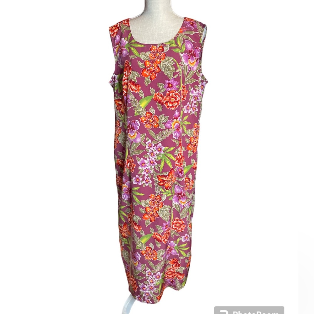 Kathie Lee Collection Sleeveless Floral Maxi Dress- Purple, Red, Green